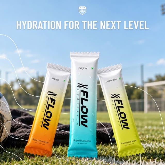 Original, Mango and Lemonade sachets on a football pitch